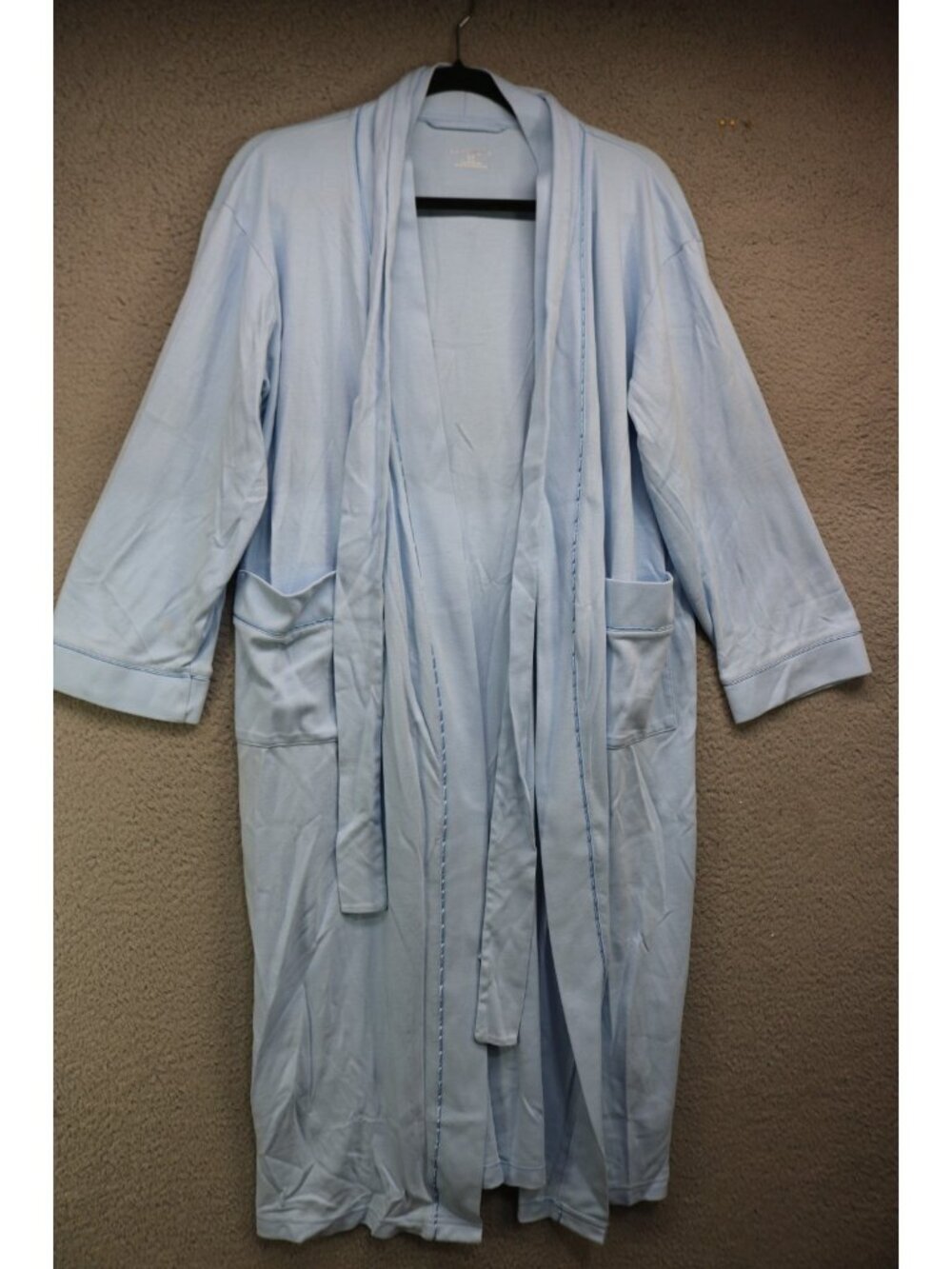 Land's End Long Cotton Robe-Belted-Pockets-Small/Petite-Soft & Cozy